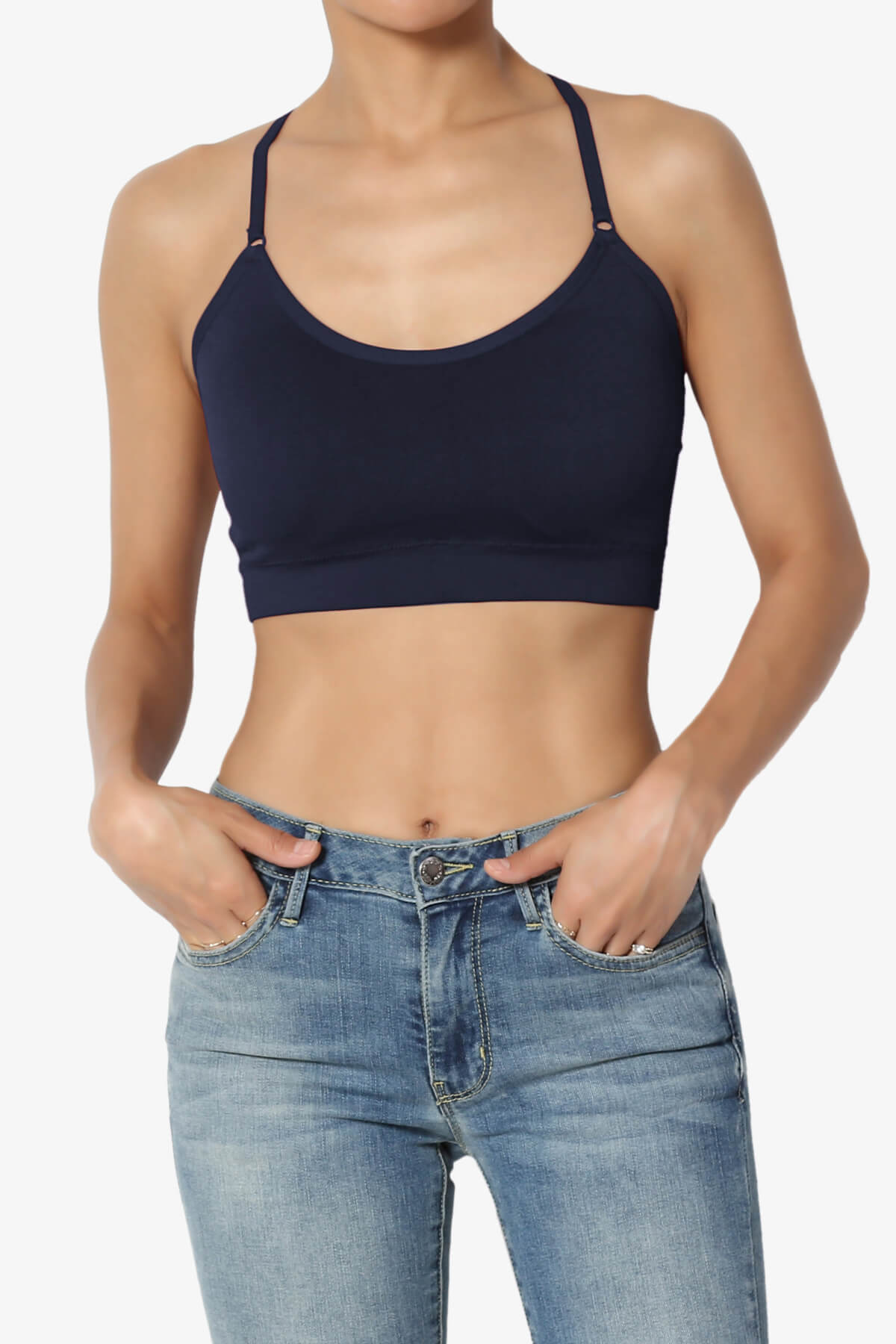 Dassie Padded Cross Back Bra Top NAVY_1