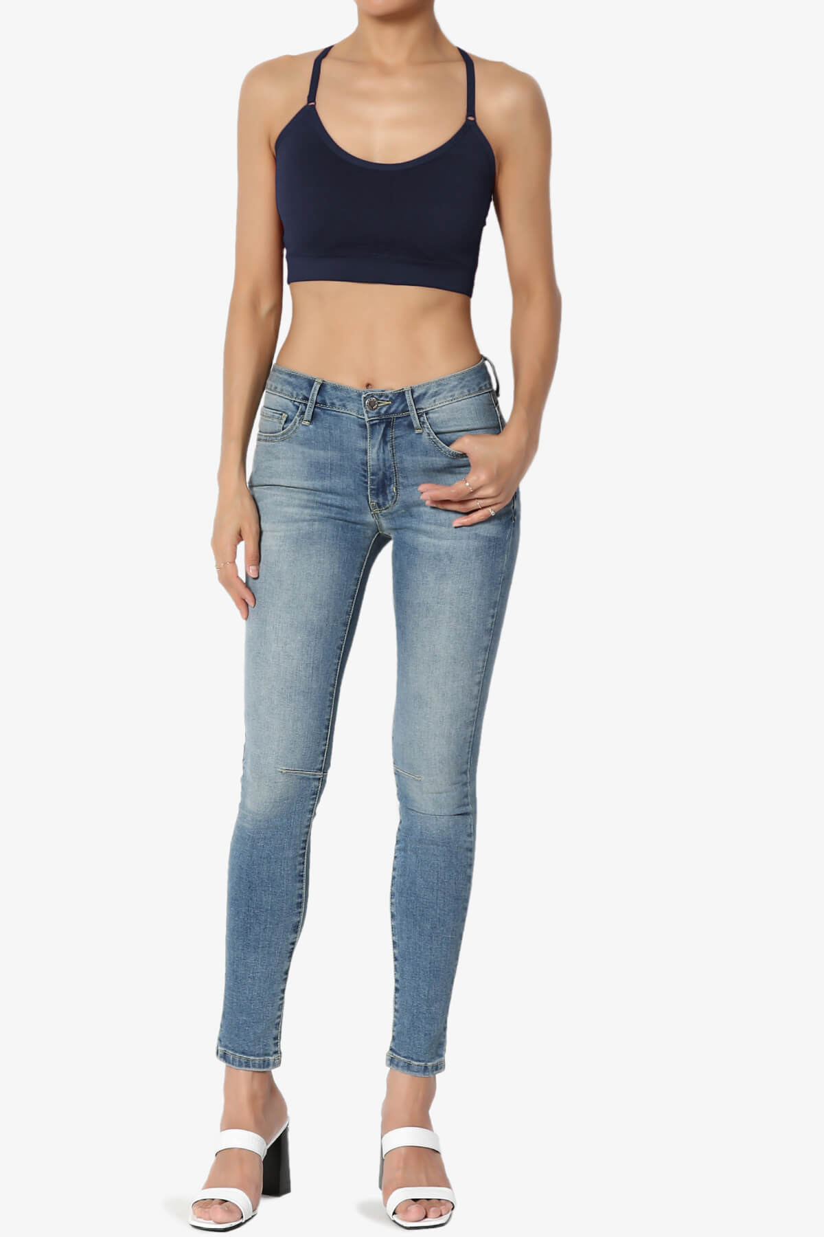 Dassie Padded Cross Back Bra Top NAVY_6