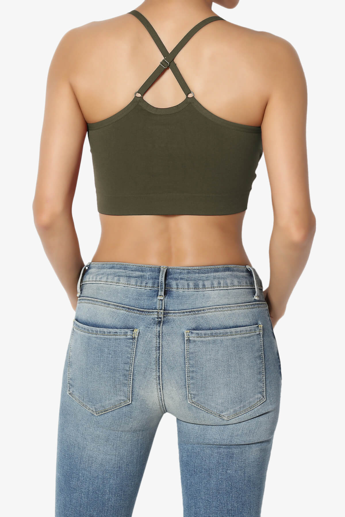 Dassie Padded Cross Back Bra Top OLIVE_2