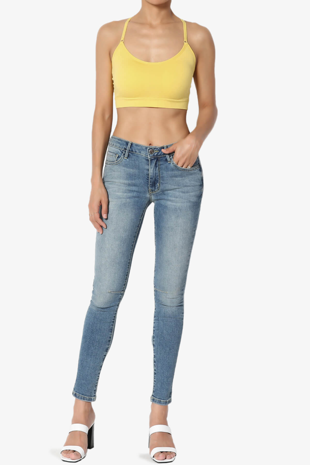 Dassie Padded Cross Back Bra Top YELLOW_6