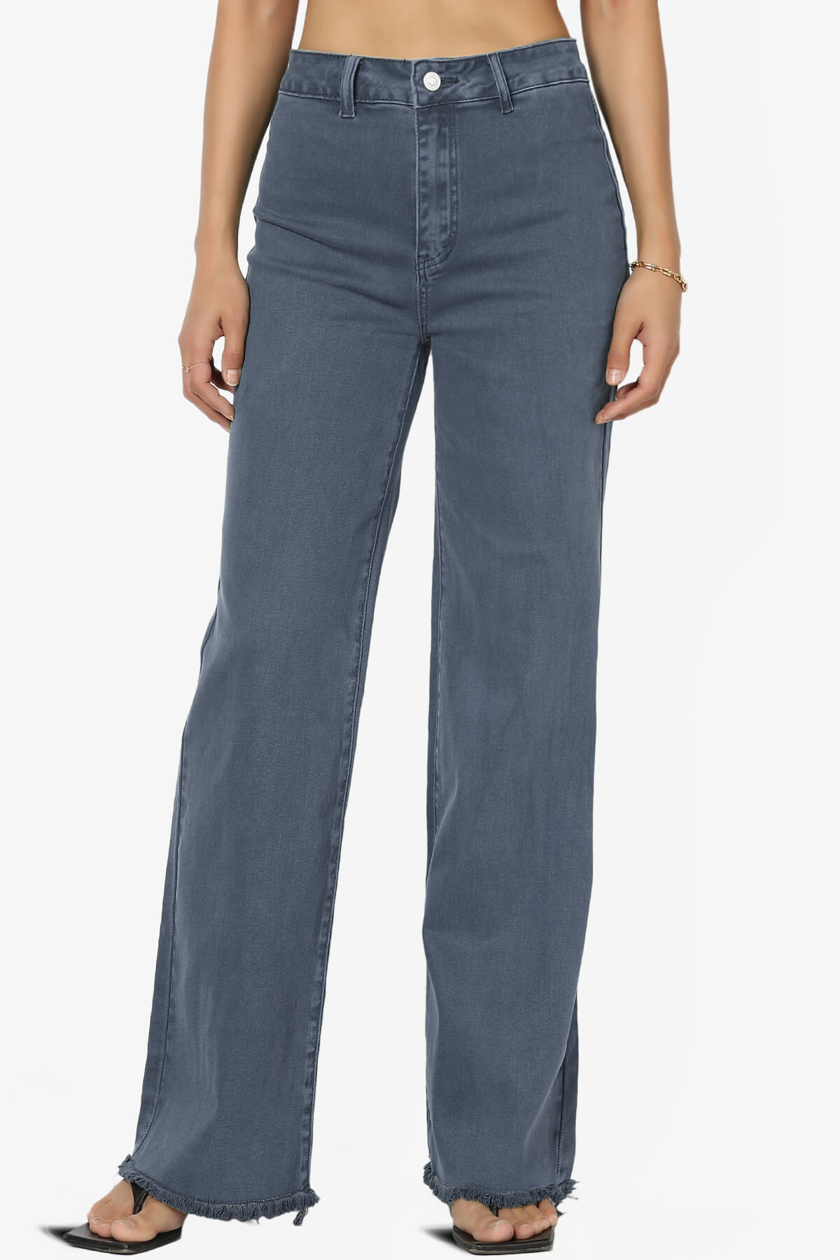 Davie Acid Wash Cutoff Hem Wide Leg Pants BLACKBERRY_1