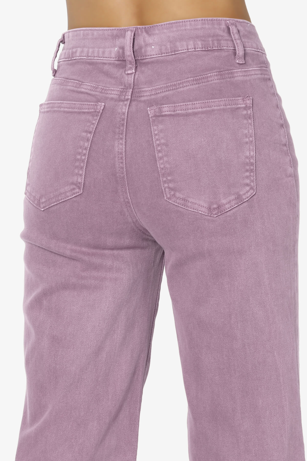 Davie Acid Wash Cutoff Hem Wide Leg Pants B VIOLET_5