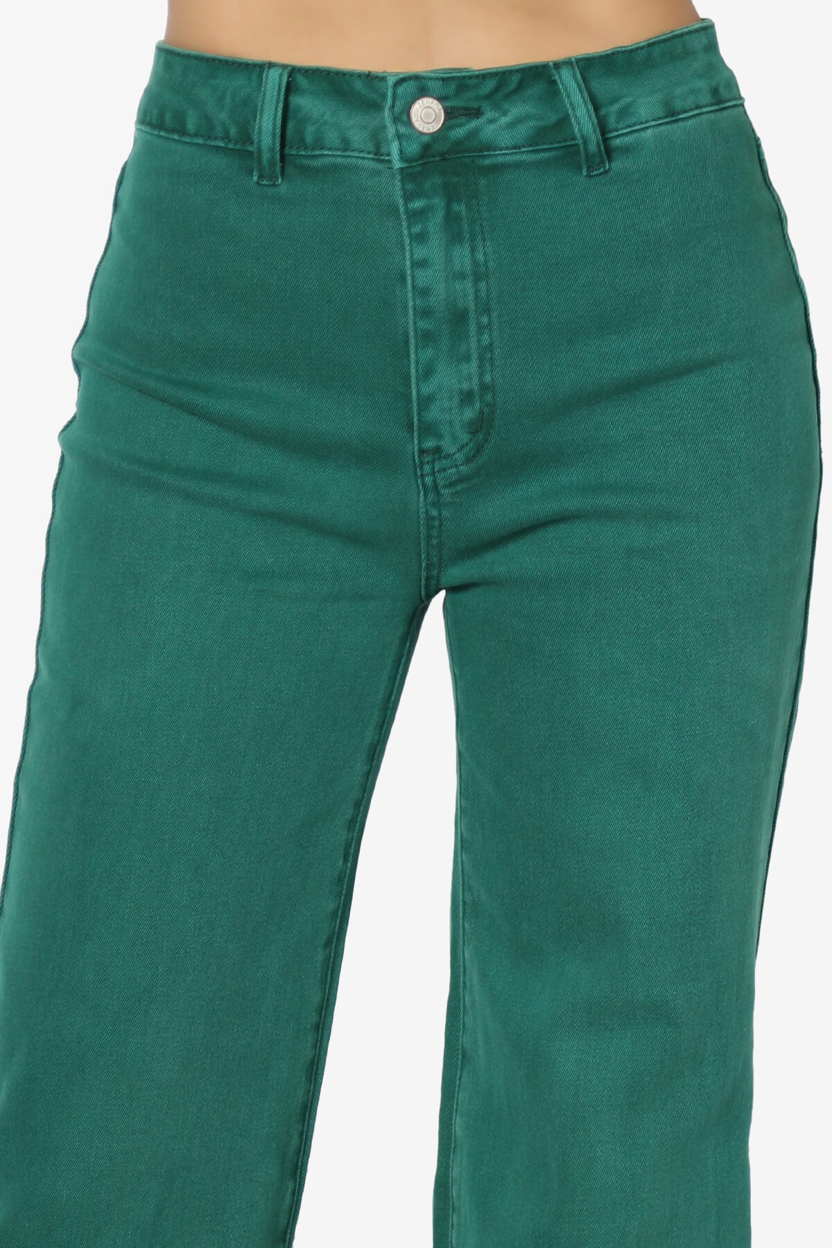 Davie Acid Wash Cutoff Hem Wide Leg Pants DARK GREEN_5