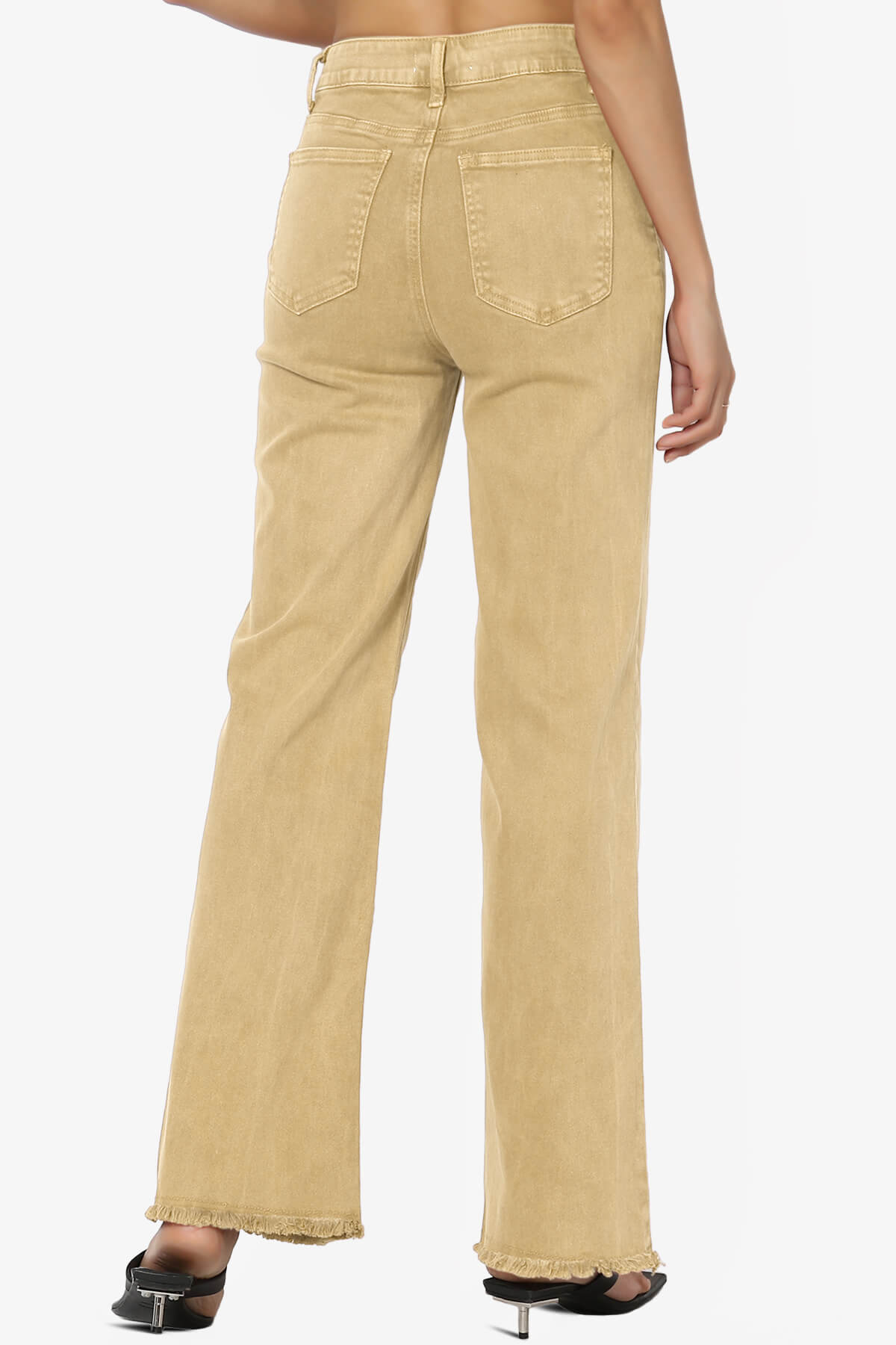 Davie Acid Wash Cutoff Hem Wide Leg Pants MUSTARD_2