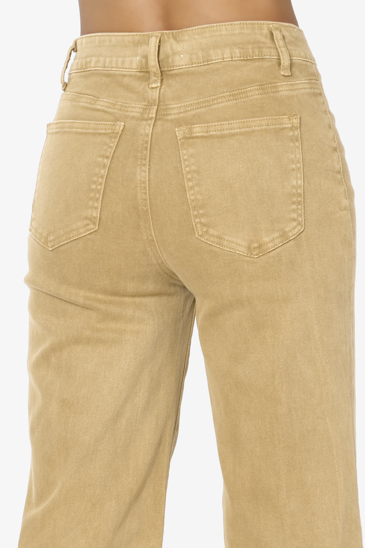 Davie Acid Wash Cutoff Hem Wide Leg Pants MUSTARD_5