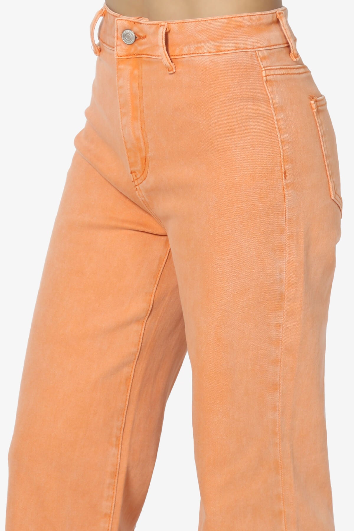 Davie Acid Wash Cutoff Hem Wide Leg Pants ORANGE_5