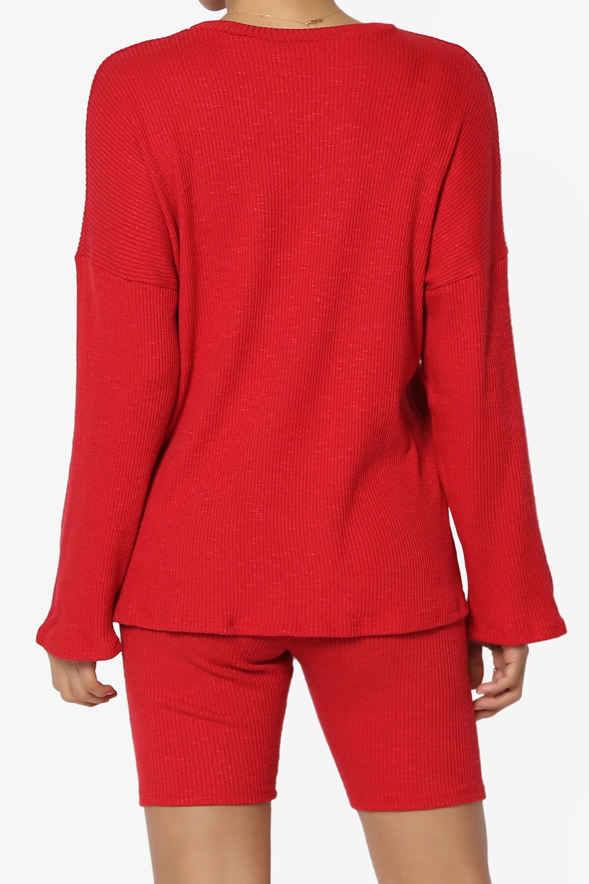 Denver Slit Knit Top w Biker Shorts SET RED_2