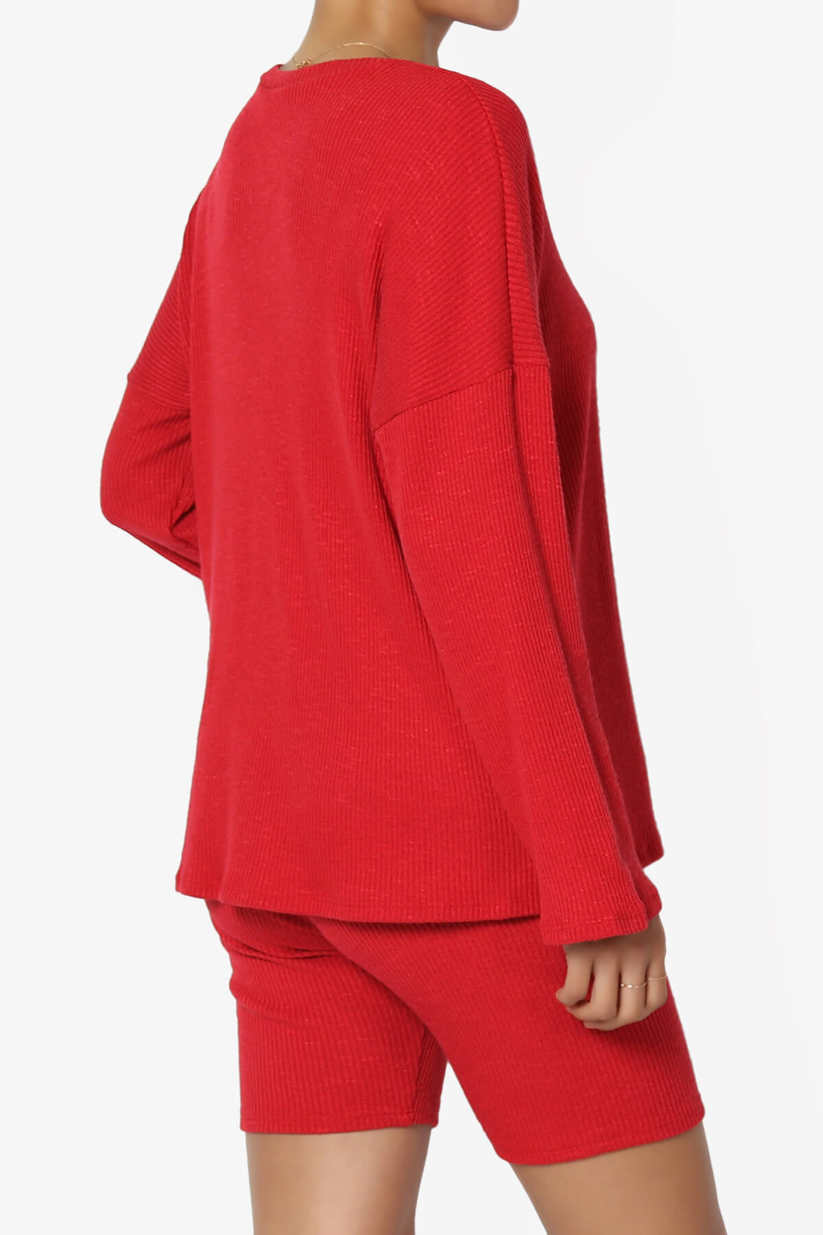 Denver Slit Knit Top w Biker Shorts SET RED_4