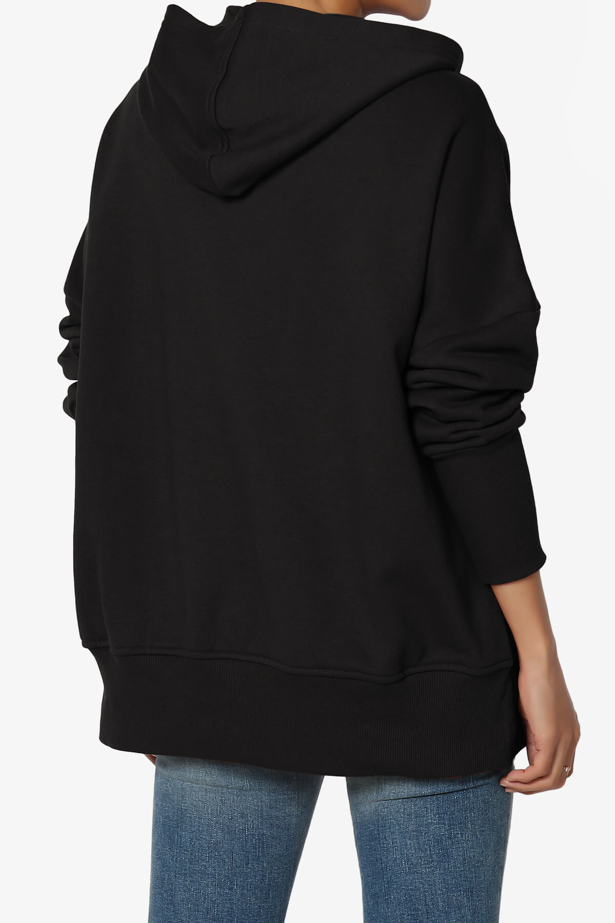 Destene Button V-Neck Hoodie BLACK_2