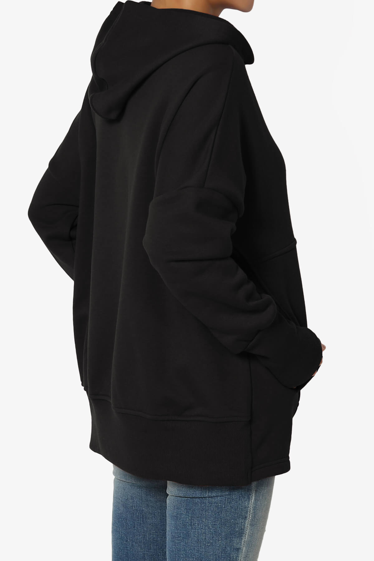 Destene Button V-Neck Hoodie BLACK_4