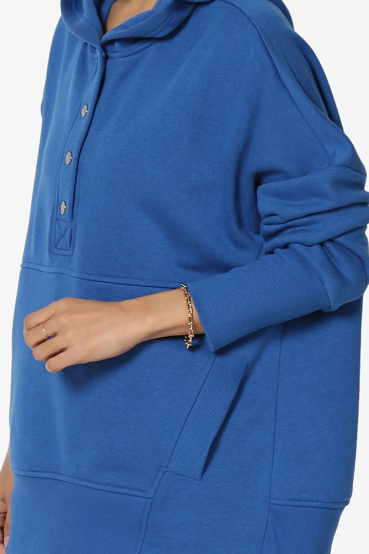 Destene Button V-Neck Hoodie CLASSIC BLUE_5