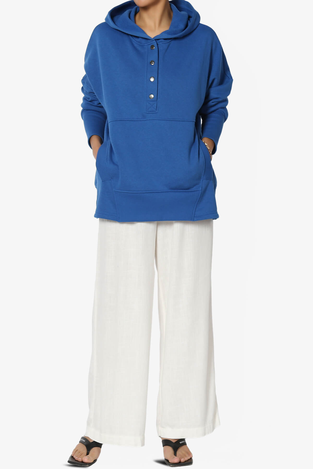 Destene Button V-Neck Hoodie CLASSIC BLUE_6