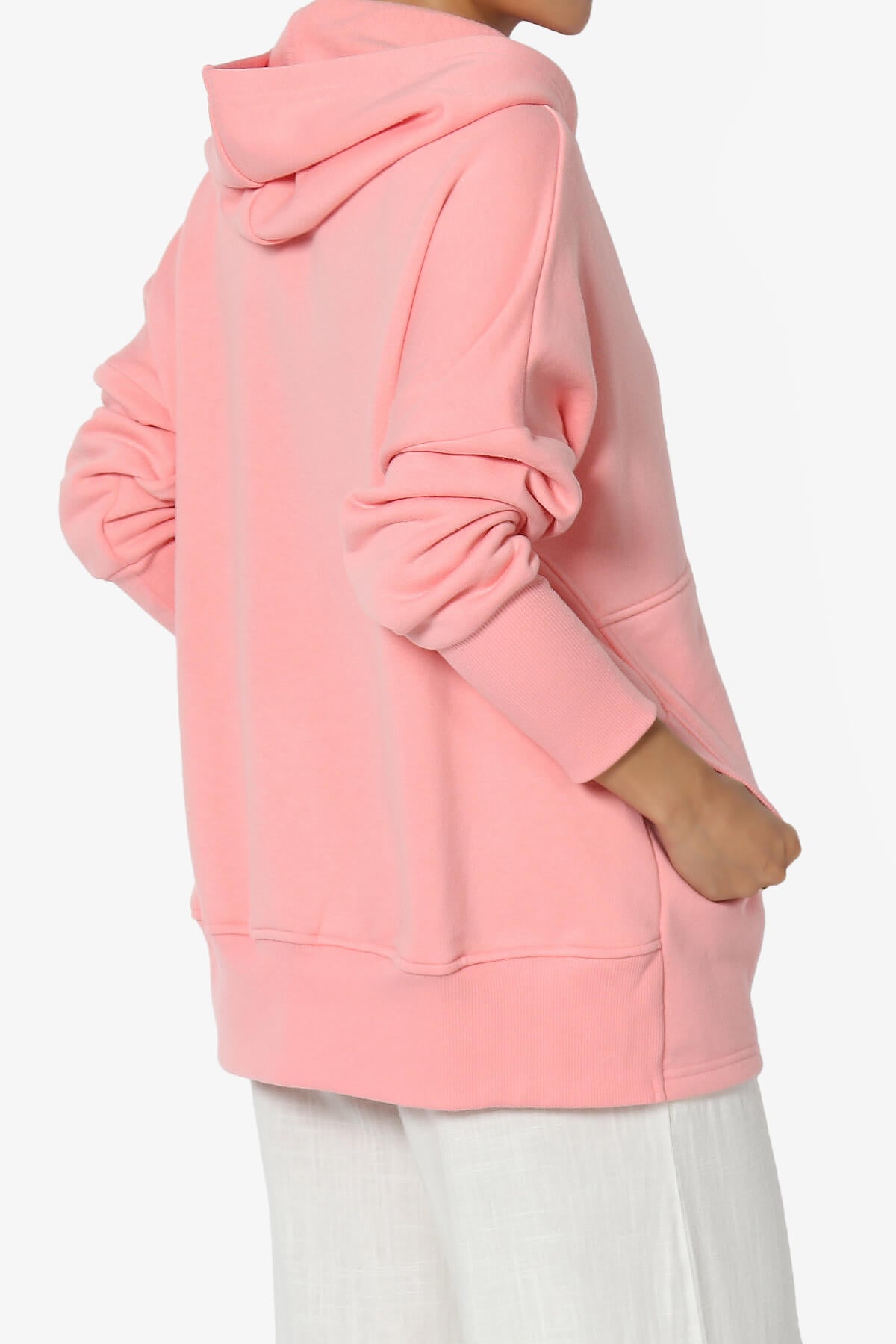 Destene Button V-Neck Hoodie DARK PINK_4