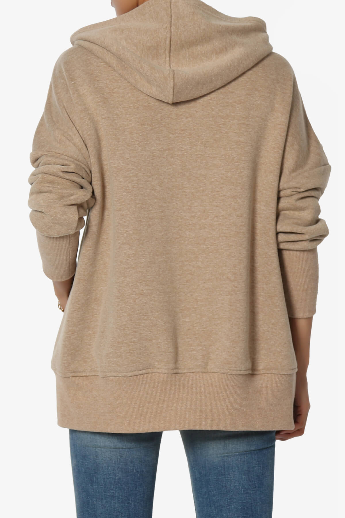 Destene Button V-Neck Hoodie DEEP CAMEL_2