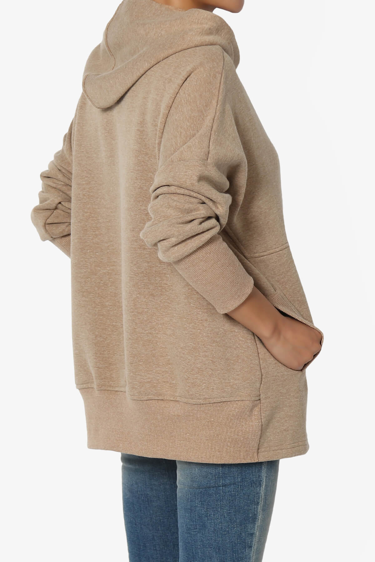 Destene Button V-Neck Hoodie DEEP CAMEL_4
