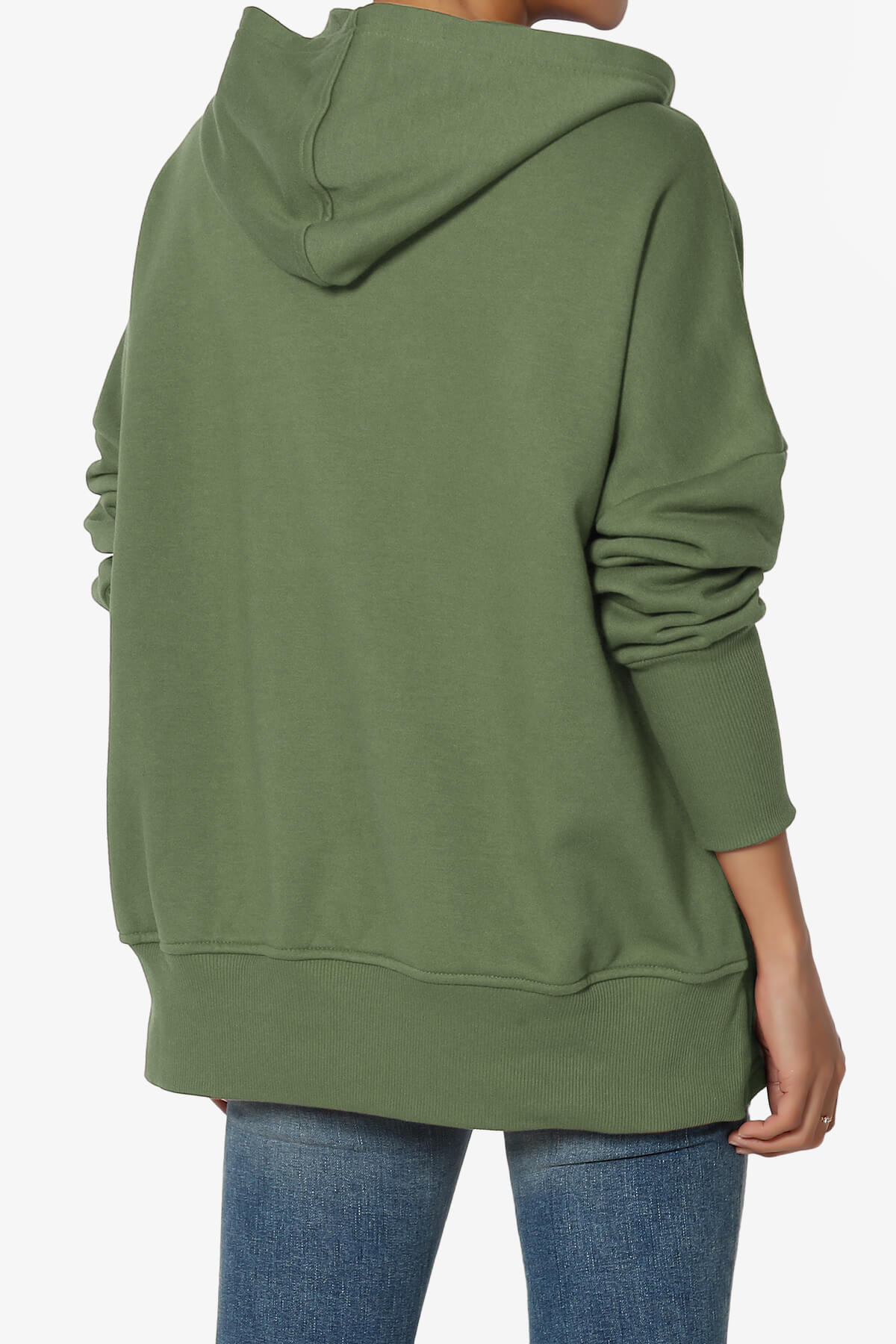 Destene Button V-Neck Hoodie DUSTY OLIVE_2