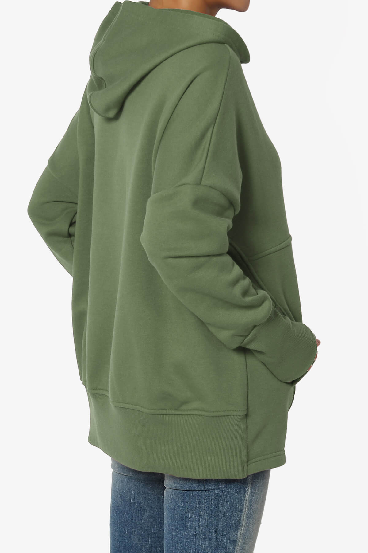 Destene Button V-Neck Hoodie DUSTY OLIVE_4