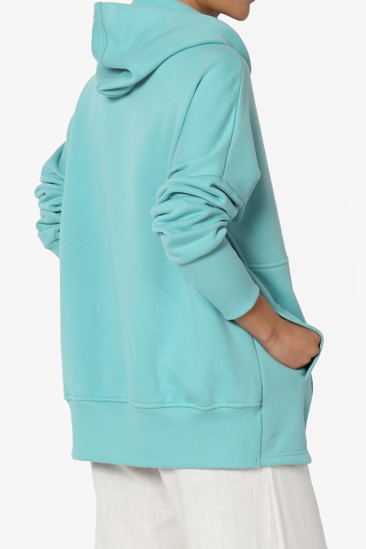 Destene Button V-Neck Hoodie DUSTY TEAL_4