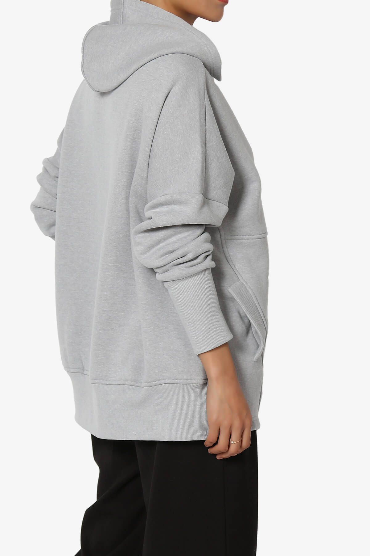 Destene Button V-Neck Hoodie HEATHER GREY_4