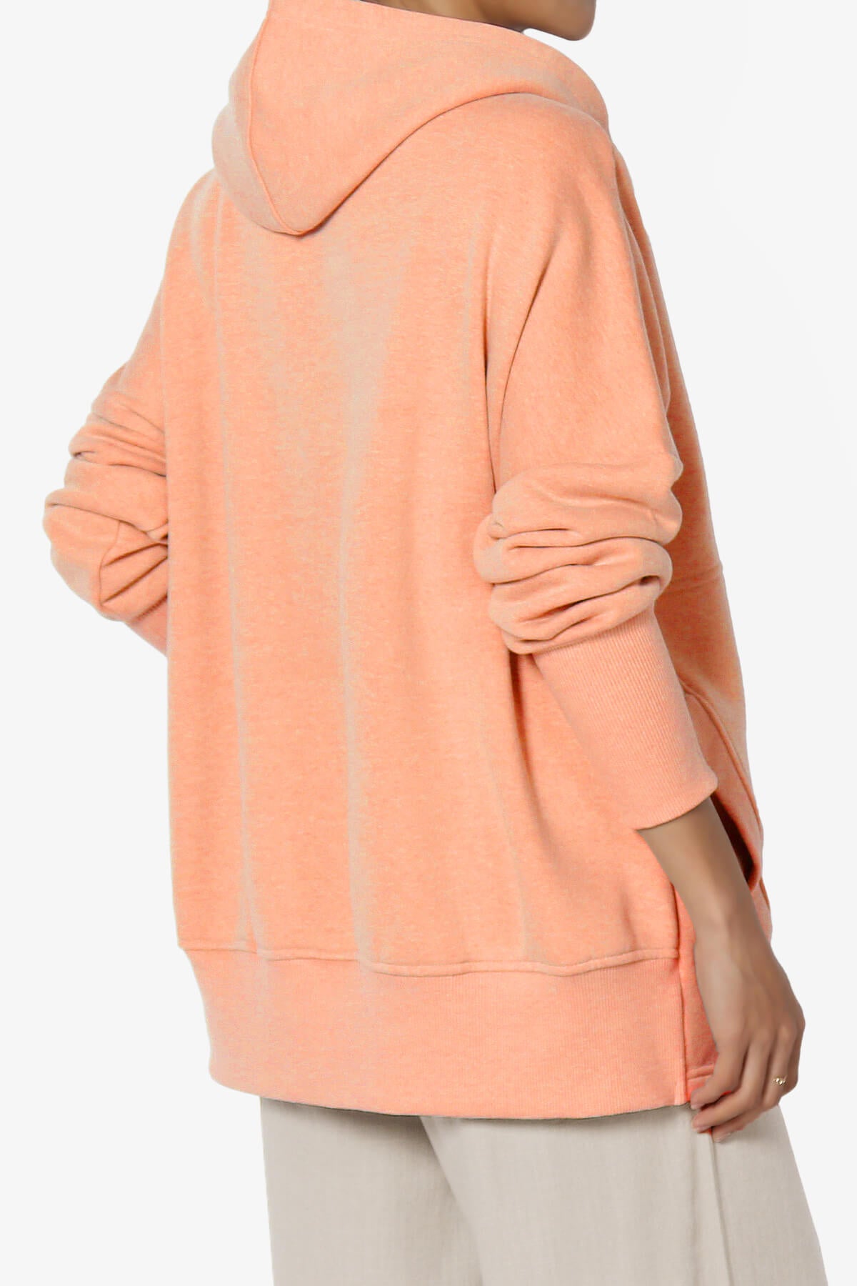 Destene Button V-Neck Hoodie H LT ORANGE_4