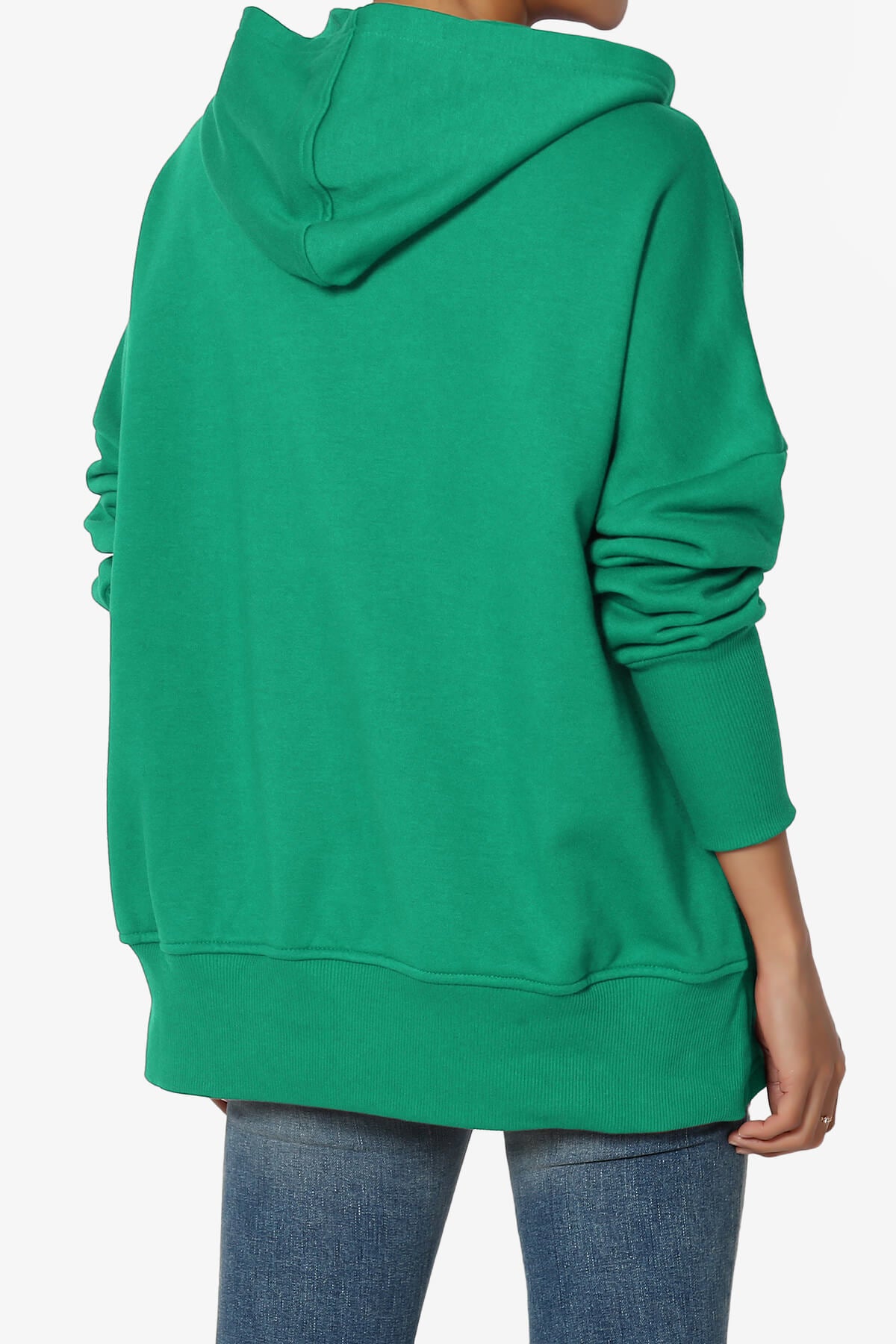 Destene Button V-Neck Hoodie KELLY GREEN_2