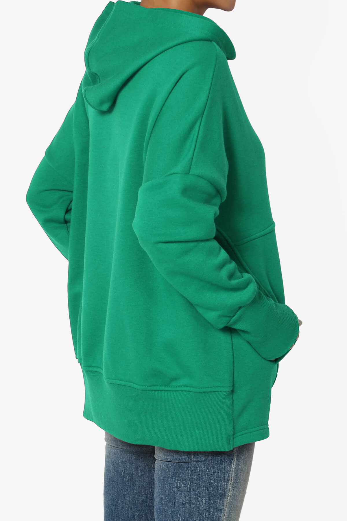 Destene Button V-Neck Hoodie KELLY GREEN_4