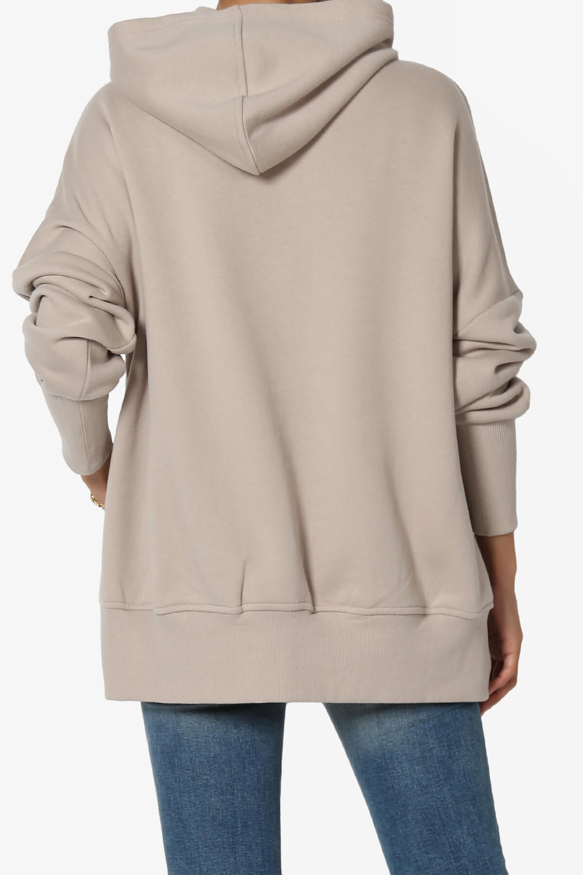 Destene Button V-Neck Hoodie LIGHT MOCHA_2