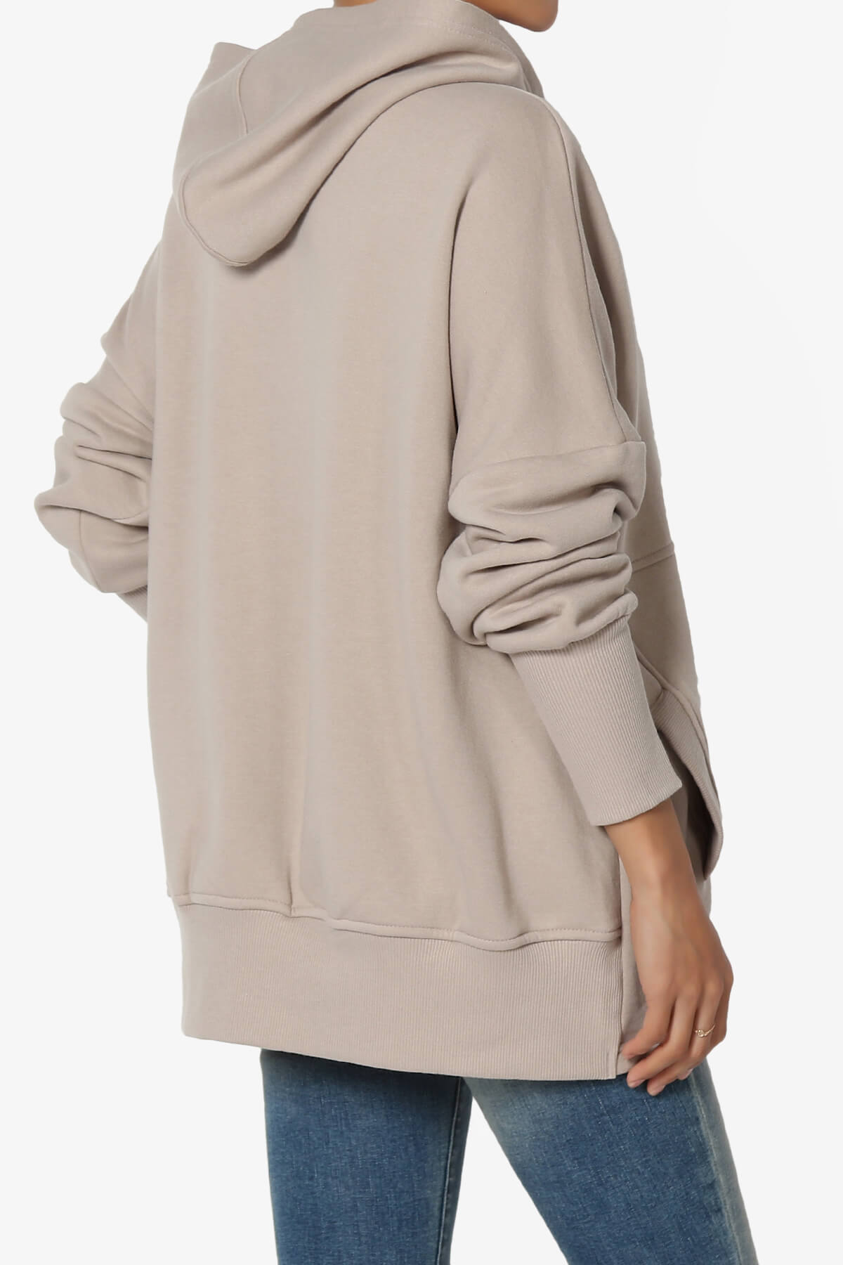 Destene Button V-Neck Hoodie LIGHT MOCHA_4