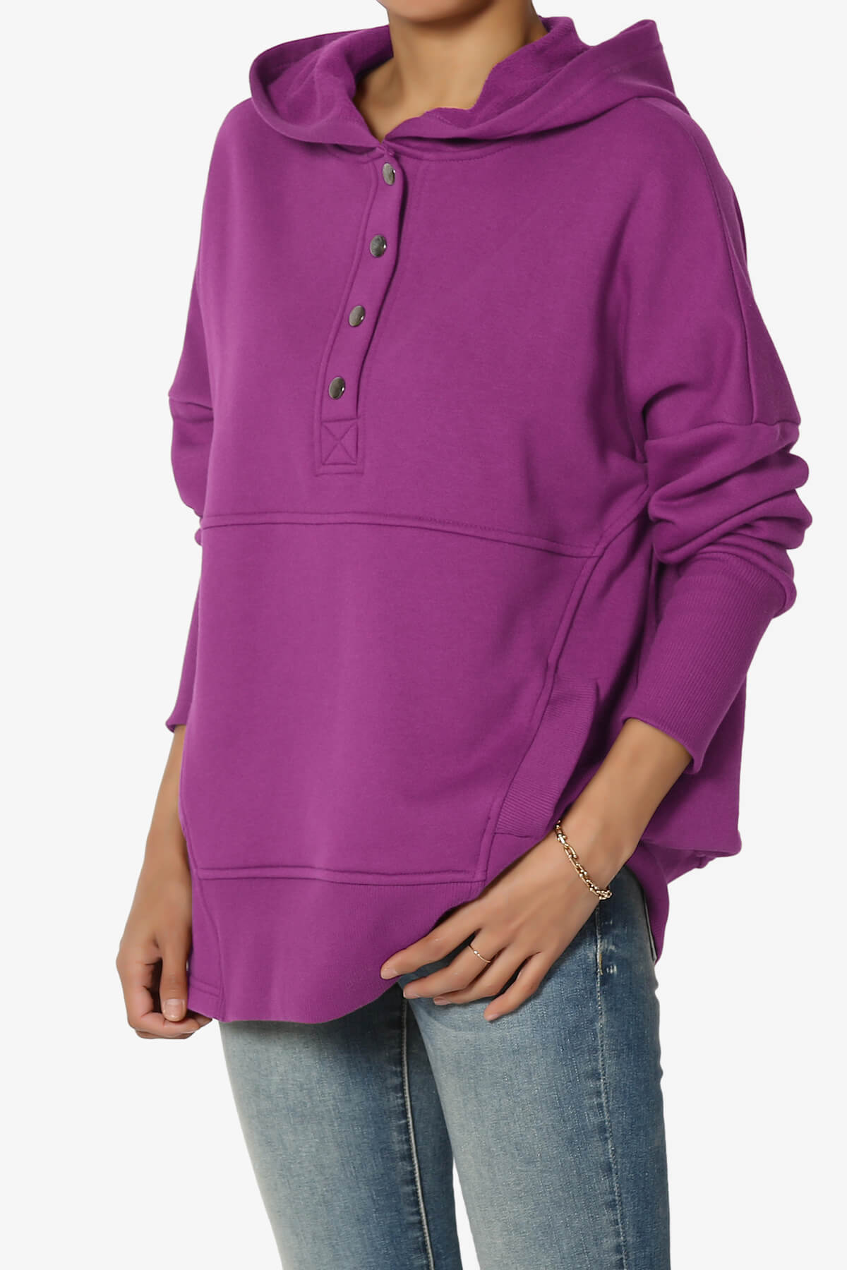 Destene Button V-Neck Hoodie LIGHT PLUM_3