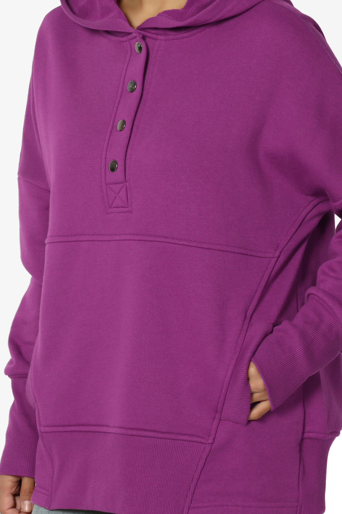 Destene Button V-Neck Hoodie LIGHT PLUM_5