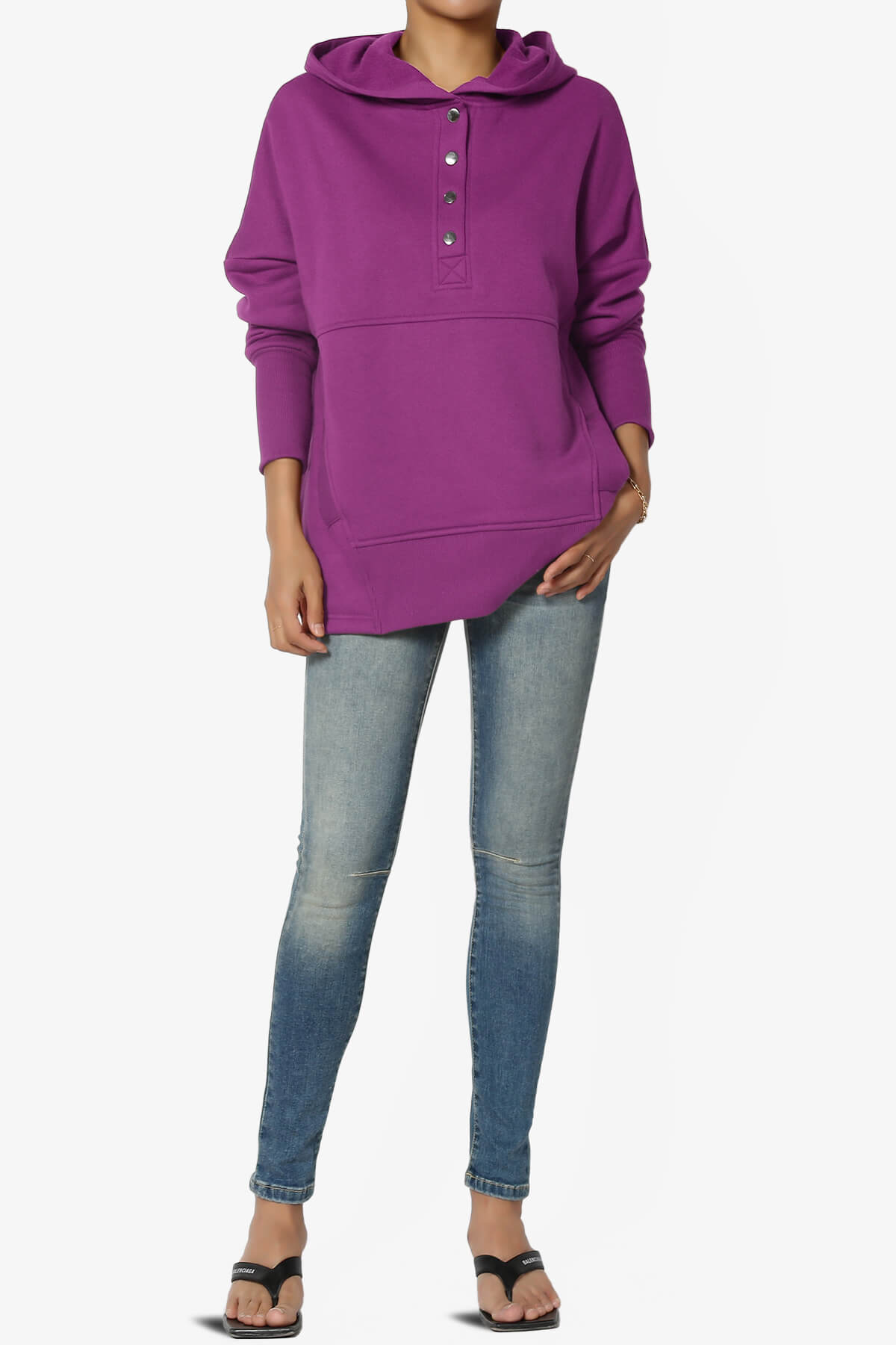 Destene Button V-Neck Hoodie LIGHT PLUM_6