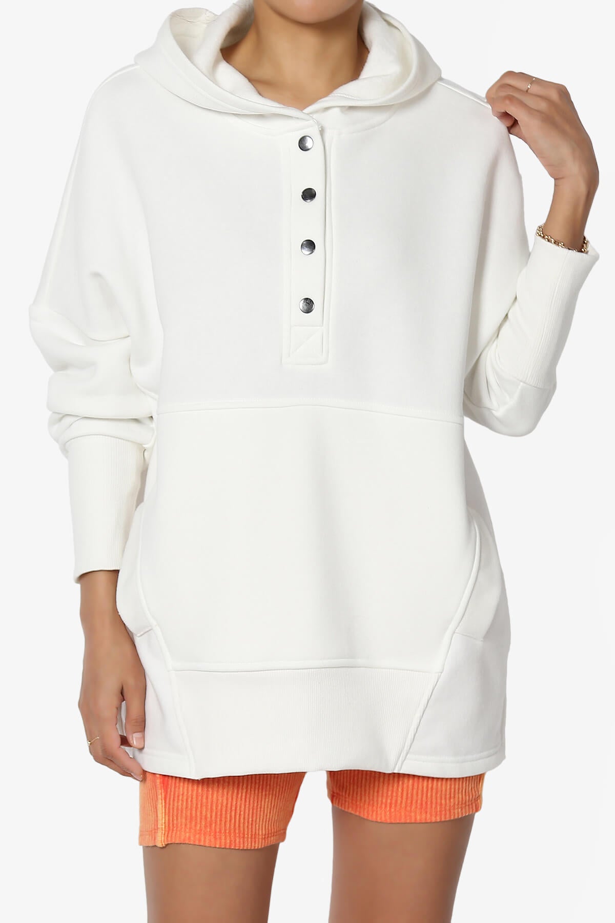 Destene Button V-Neck Hoodie OFF WHITE_1