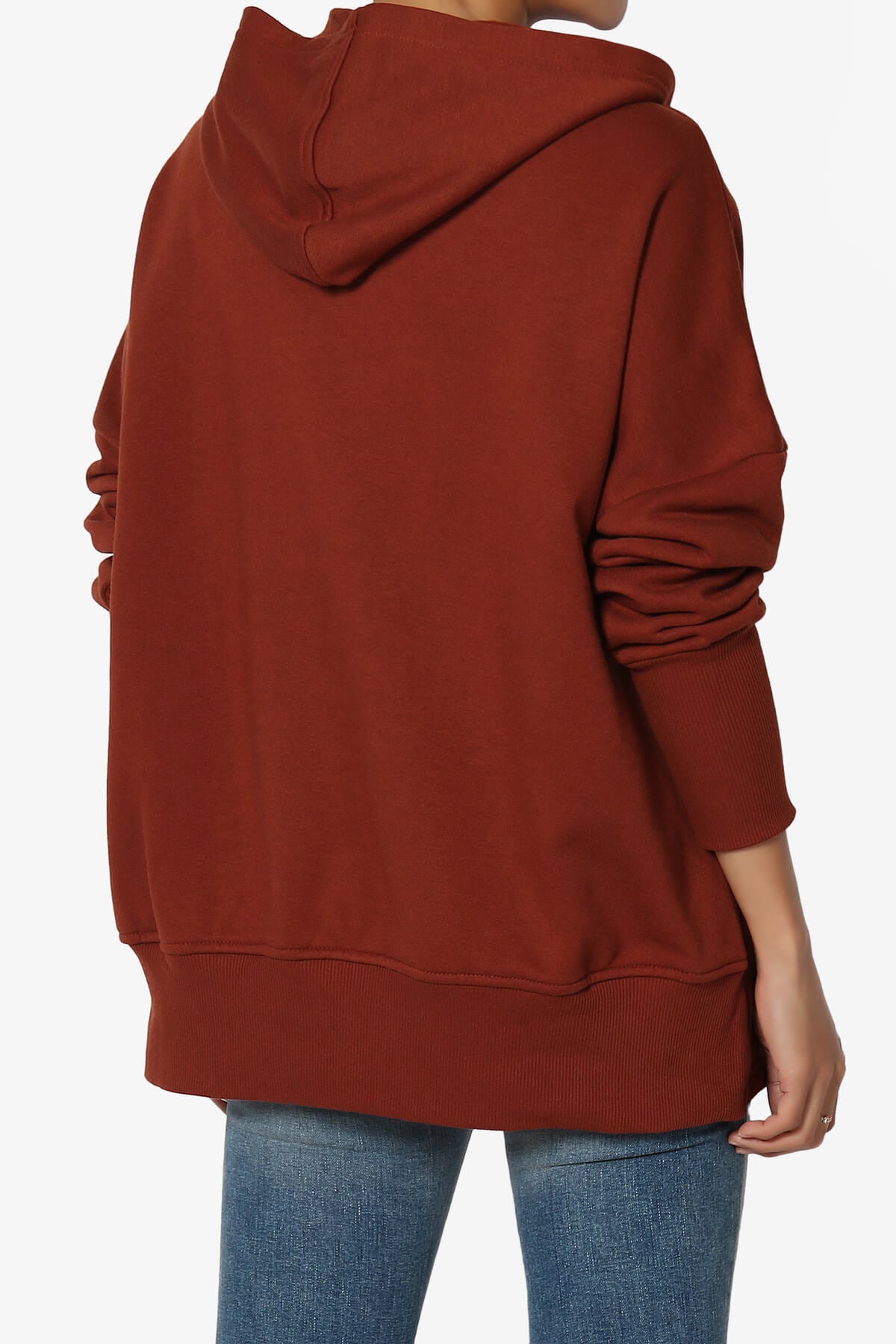 Destene Button V-Neck Hoodie RUST_2
