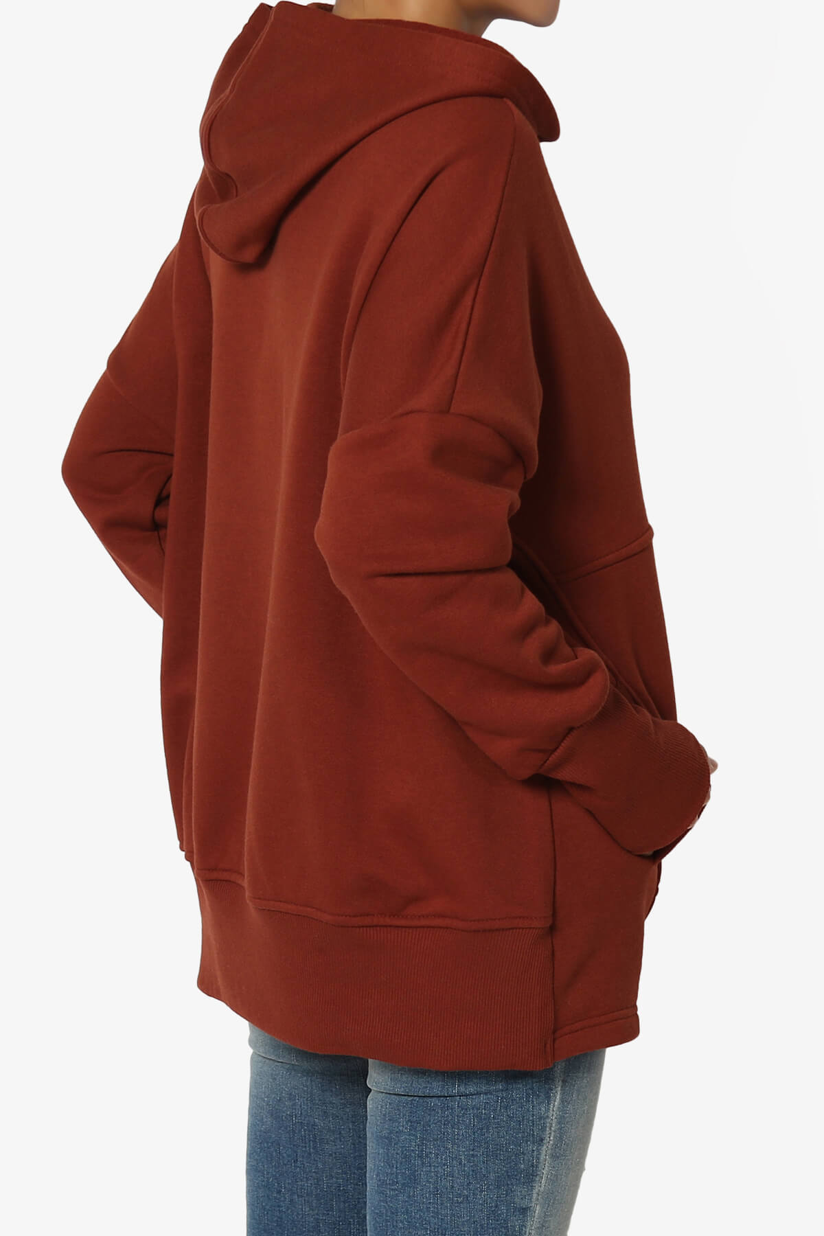 Destene Button V-Neck Hoodie RUST_4