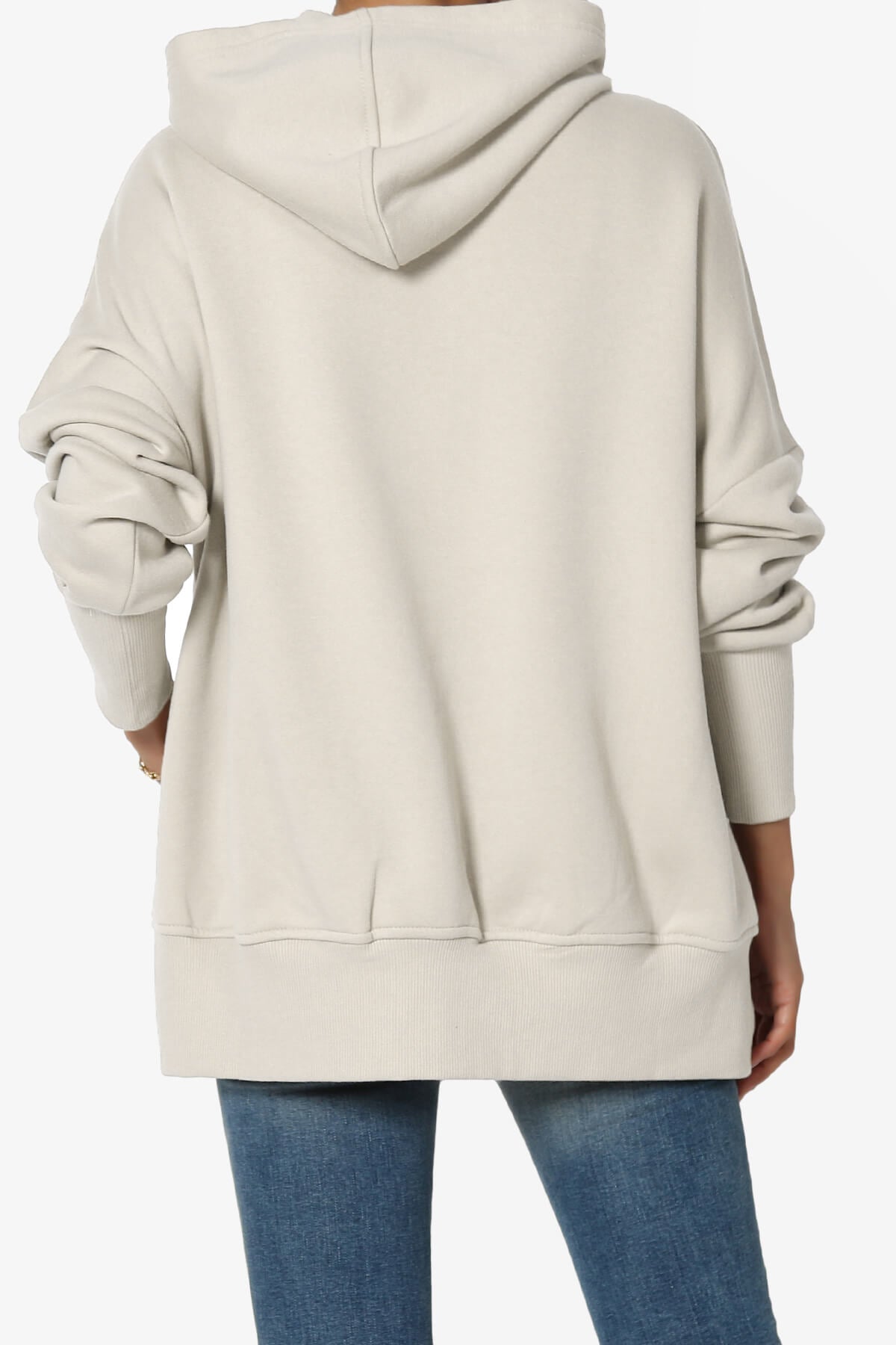 Destene Button V-Neck Hoodie SAND BEIGE_2