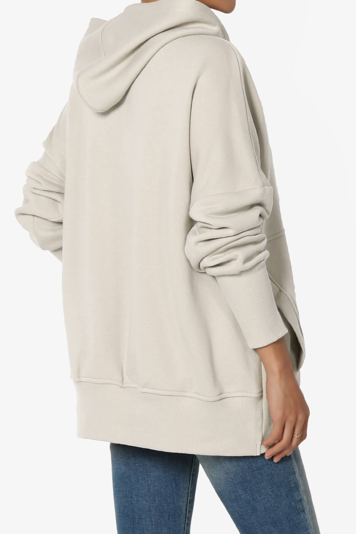 Destene Button V-Neck Hoodie SAND BEIGE_4