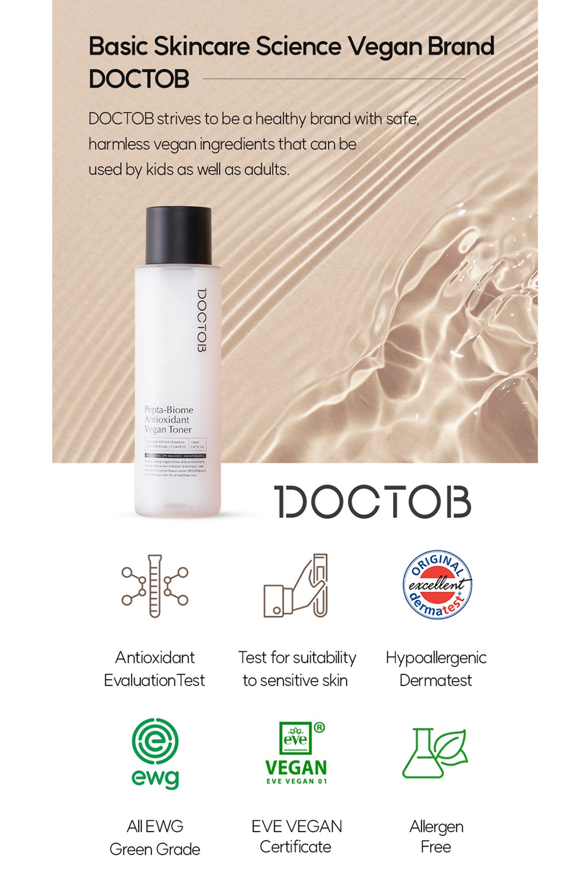 DOCTOB Pepta-Biome Antioxidant Vegan Toner 150ml//5.07 fl.oz Hydrate, Balance & Strengthen Your Skin