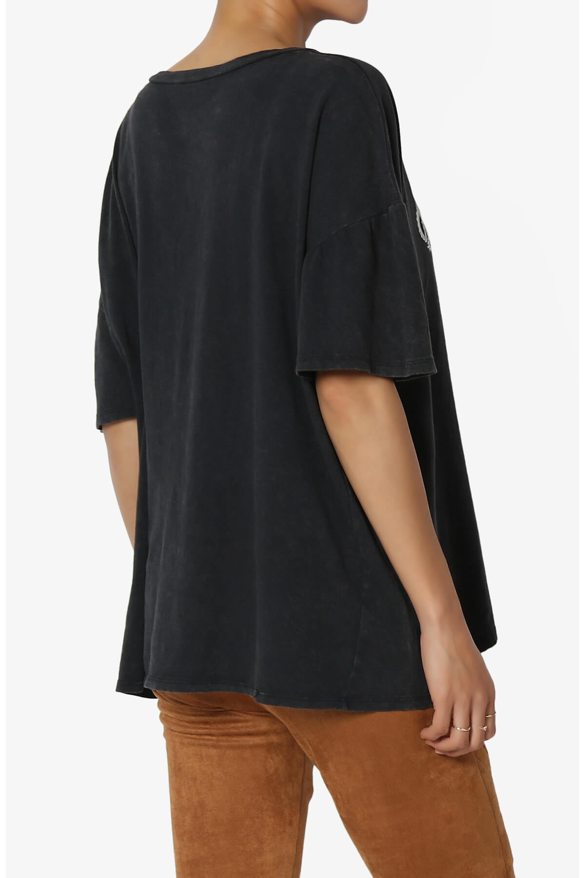 Dragon Print Washed Cotton Oversized T-Shirt BLACK_4