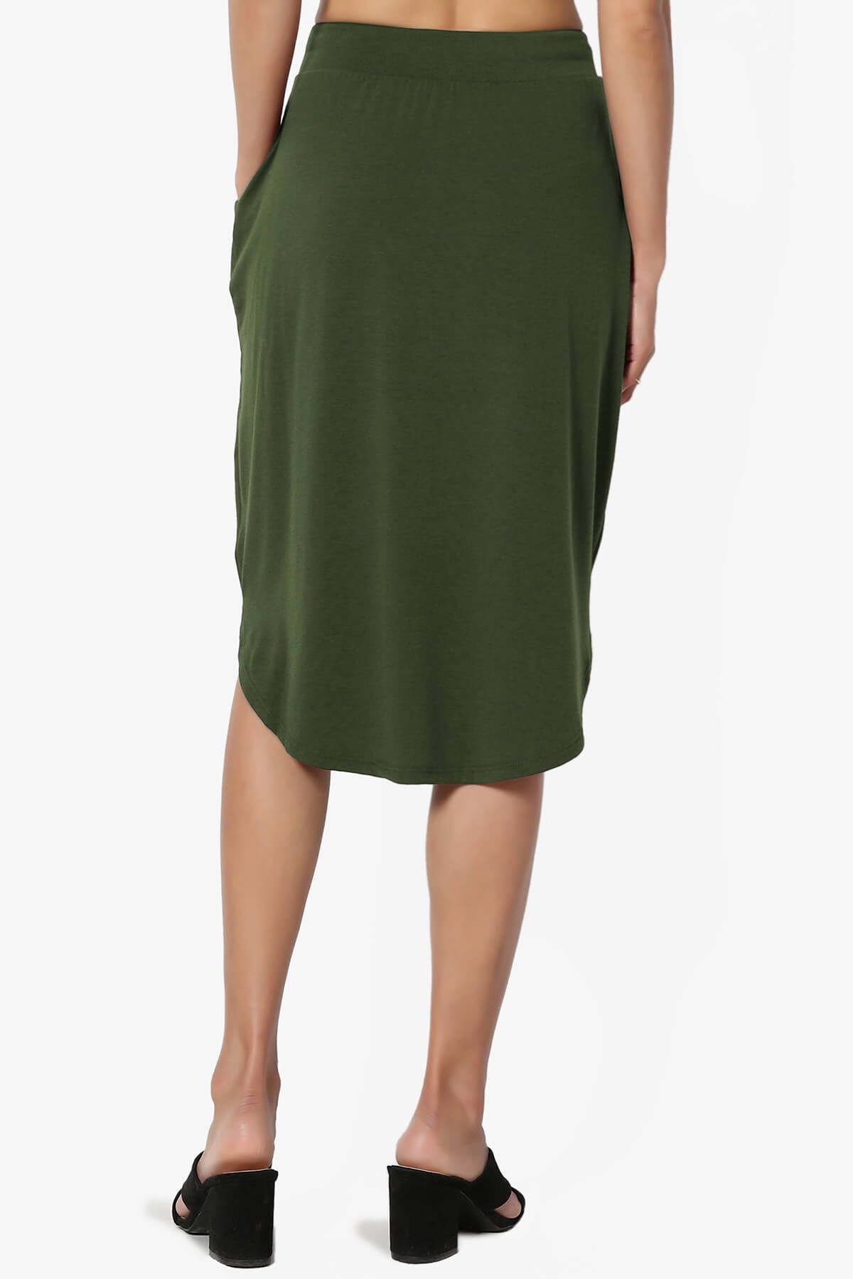 Eclipse Drawstring Midi Skirt ARMY GREEN_2