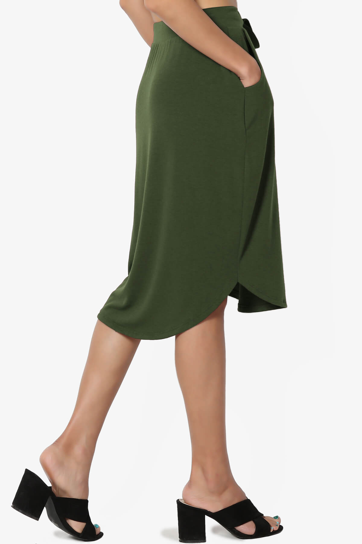 Eclipse Drawstring Midi Skirt ARMY GREEN_4