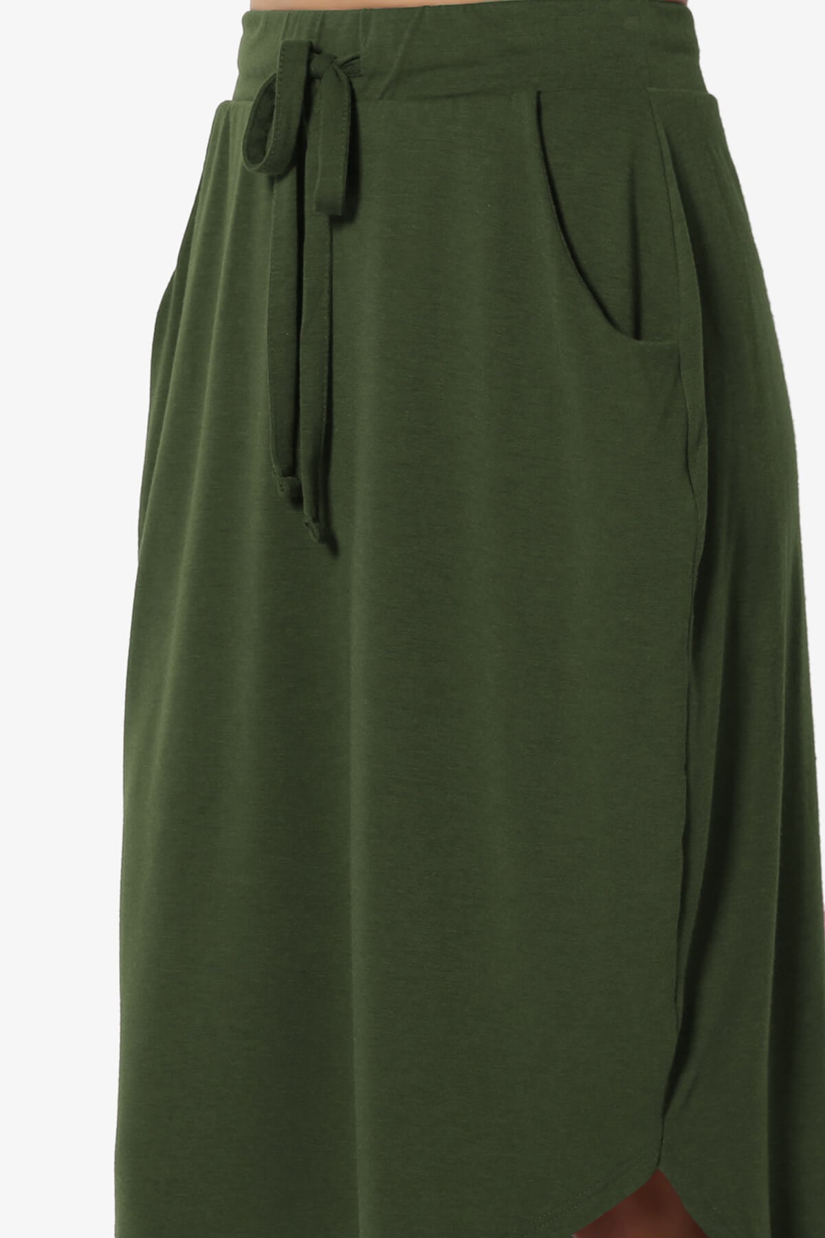 Eclipse Drawstring Midi Skirt ARMY GREEN_5