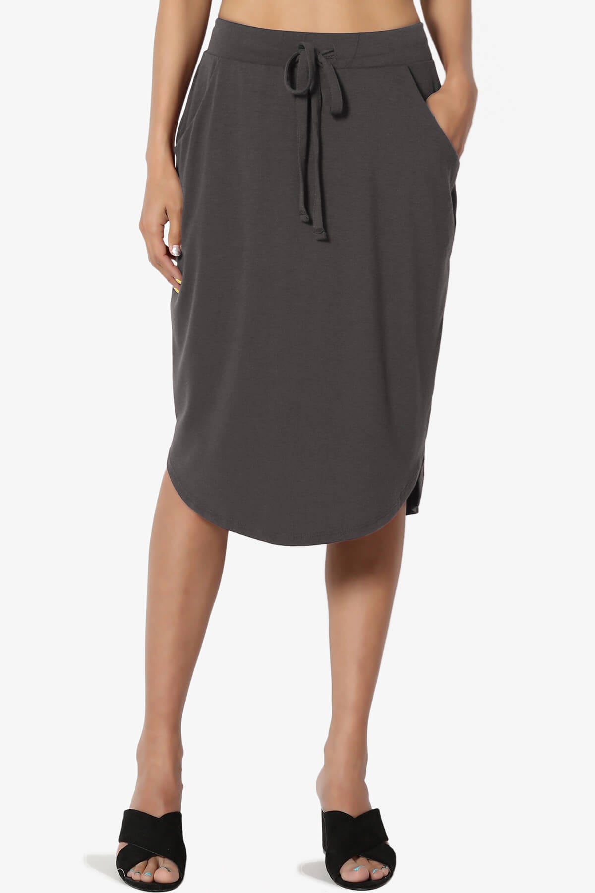 Eclipse Drawstring Midi Skirt ASH GREY_1