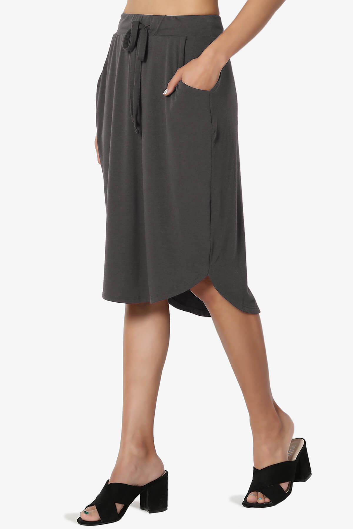 Eclipse Drawstring Midi Skirt ASH GREY_3