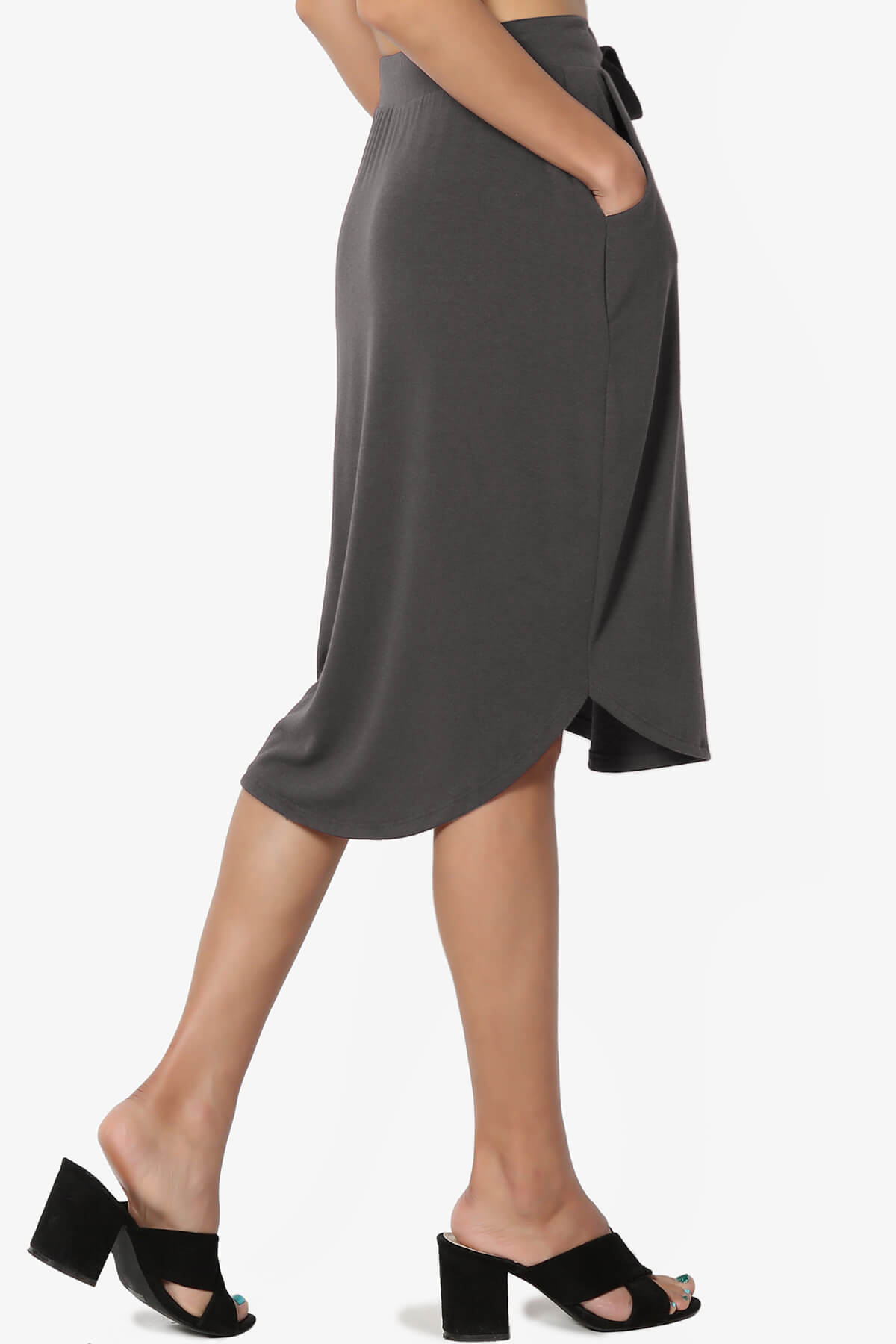 Eclipse Drawstring Midi Skirt ASH GREY_4