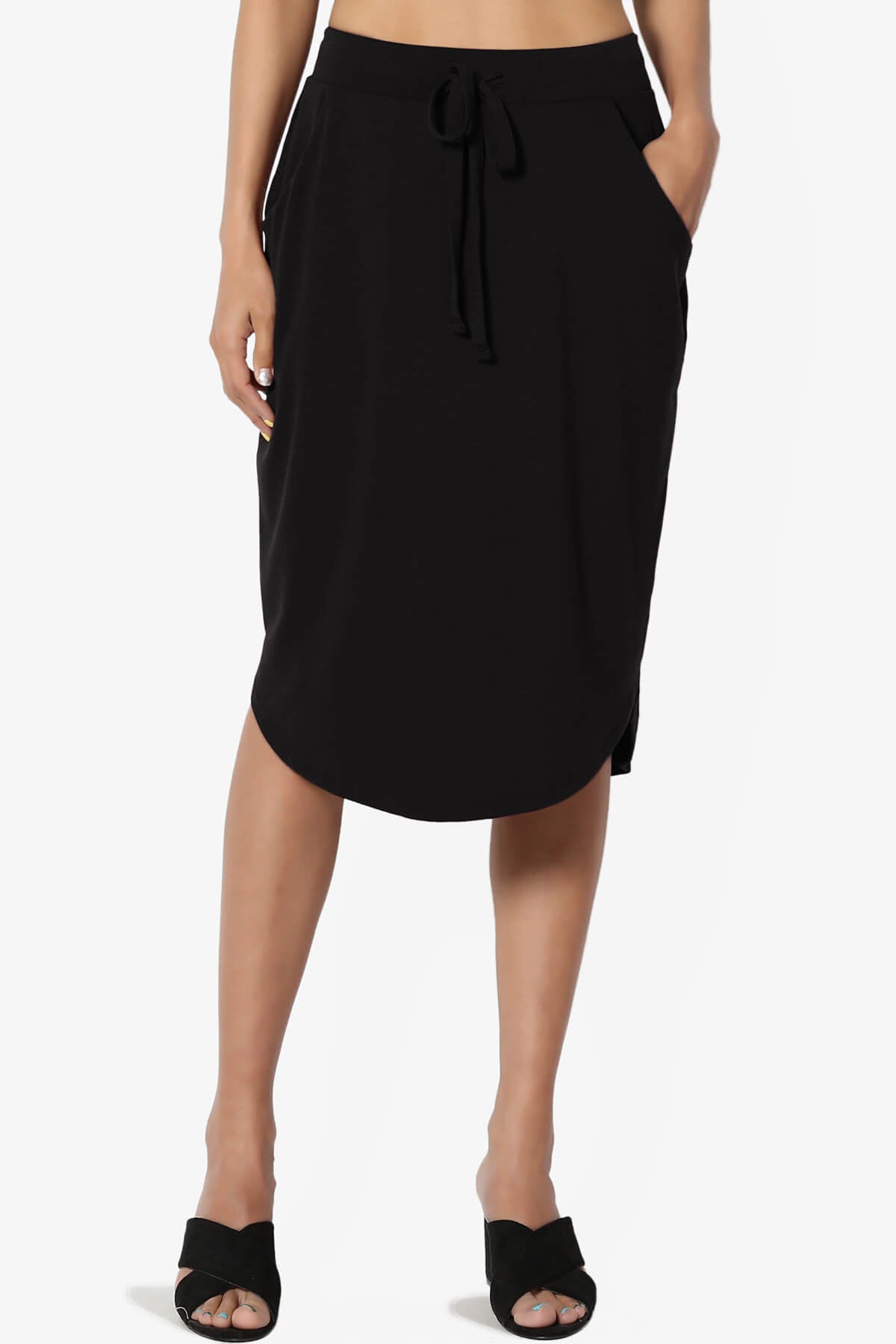 Eclipse Drawstring Midi Skirt BLACK_1