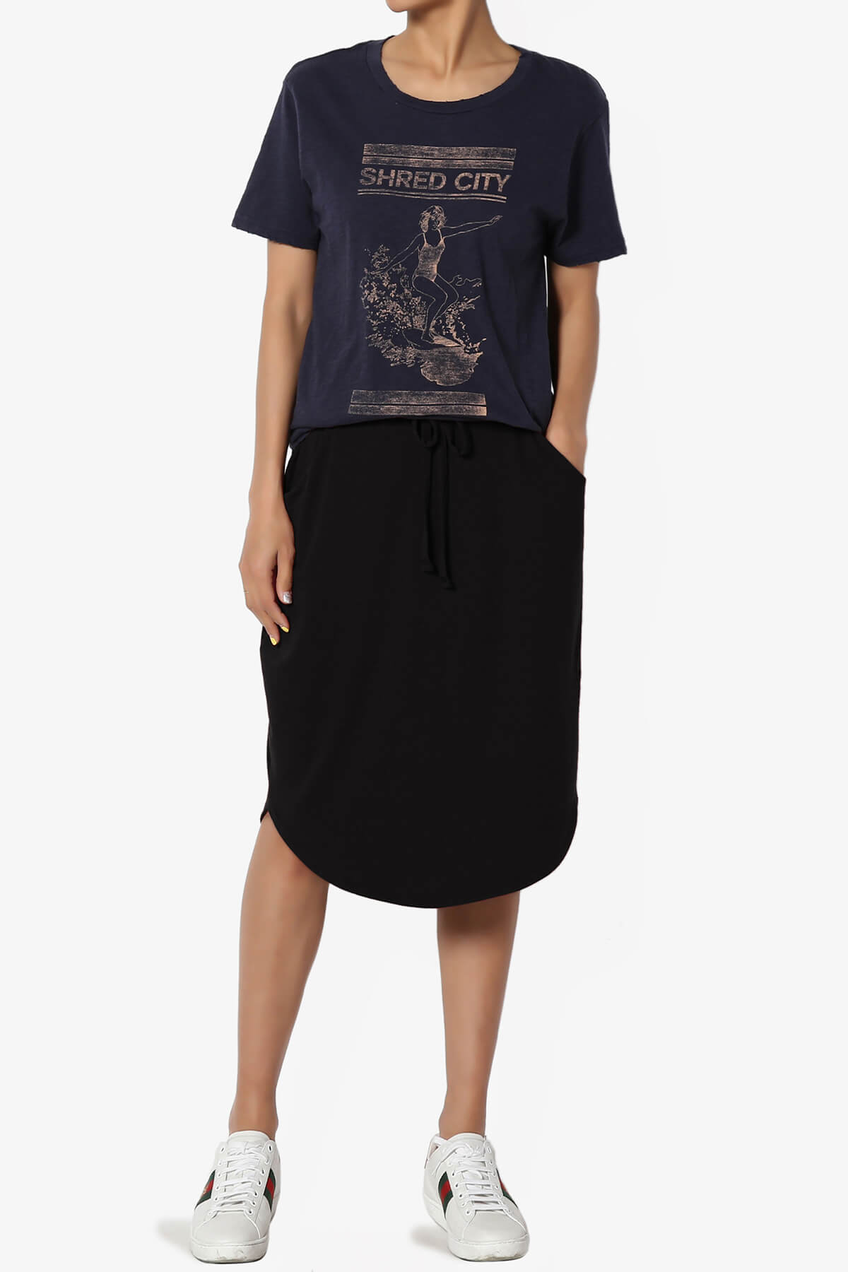 Eclipse Drawstring Midi Skirt BLACK_6