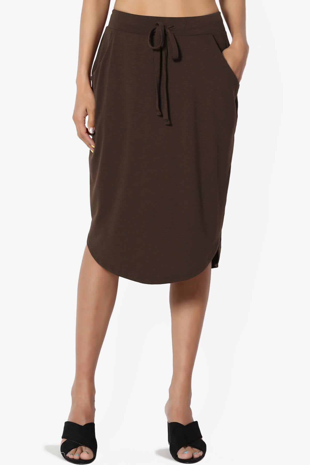 Eclipse Drawstring Midi Skirt BROWN_1