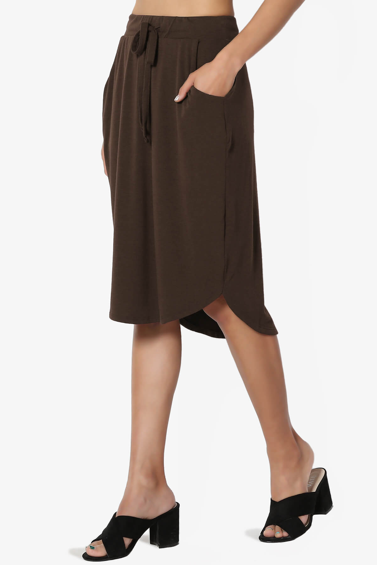 Eclipse Drawstring Midi Skirt BROWN_3