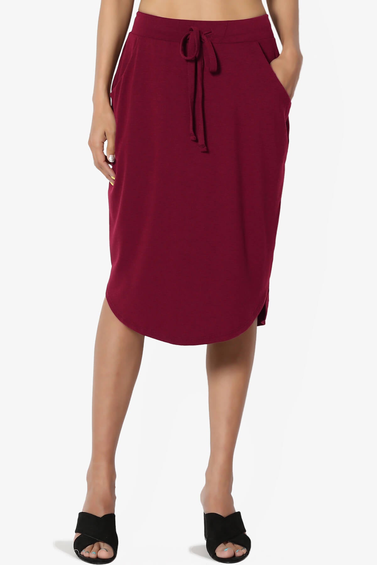 Eclipse Drawstring Midi Skirt BURGUNDY_1