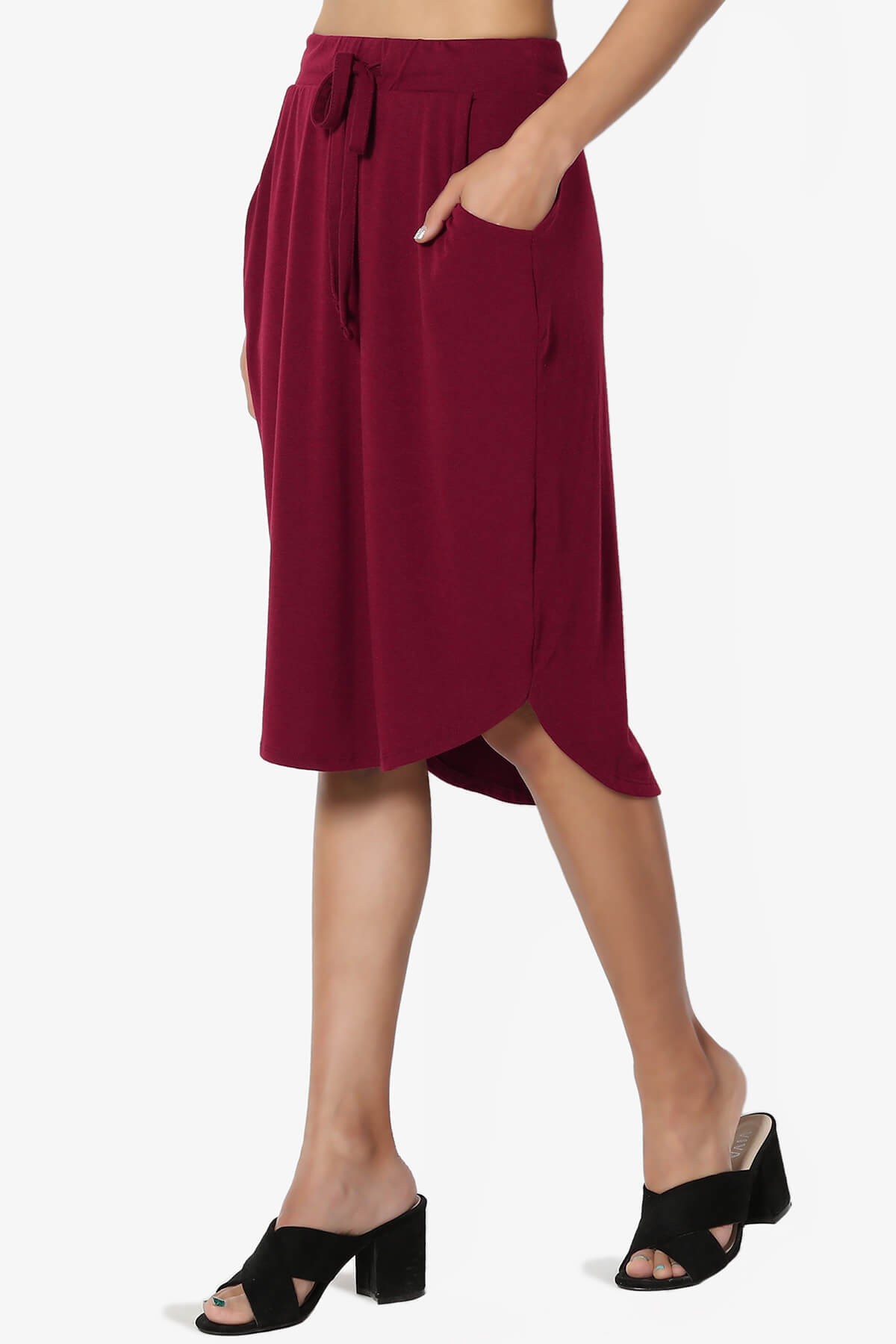 Eclipse Drawstring Midi Skirt BURGUNDY_3